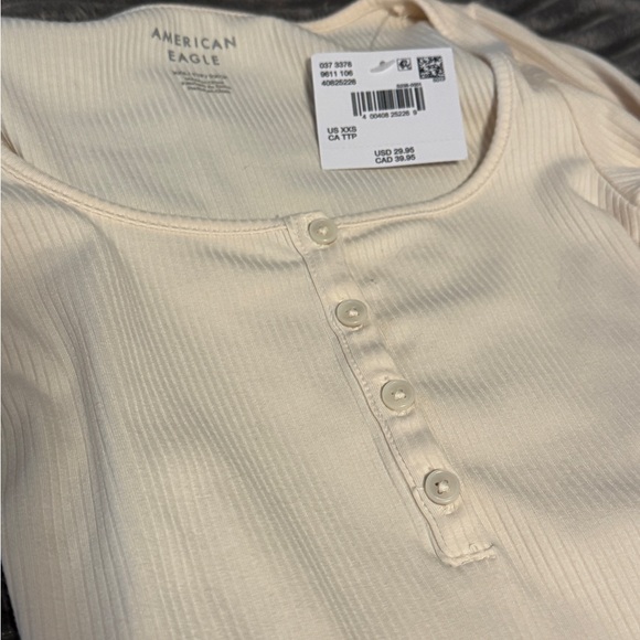 aerie OFFLINE cream long sleeve Henley bodysuit - XXS - NWT - Picture 3 of 4